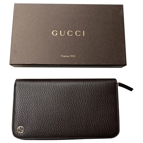 gucci brown leather wallet purse cardholder made in italy|gucci leather zip around wallet.